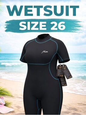 NWT Hevto 3/2mm Shorty Wetsuit Women Plus Size AU 26 US 22 Neoprene Surf Swim